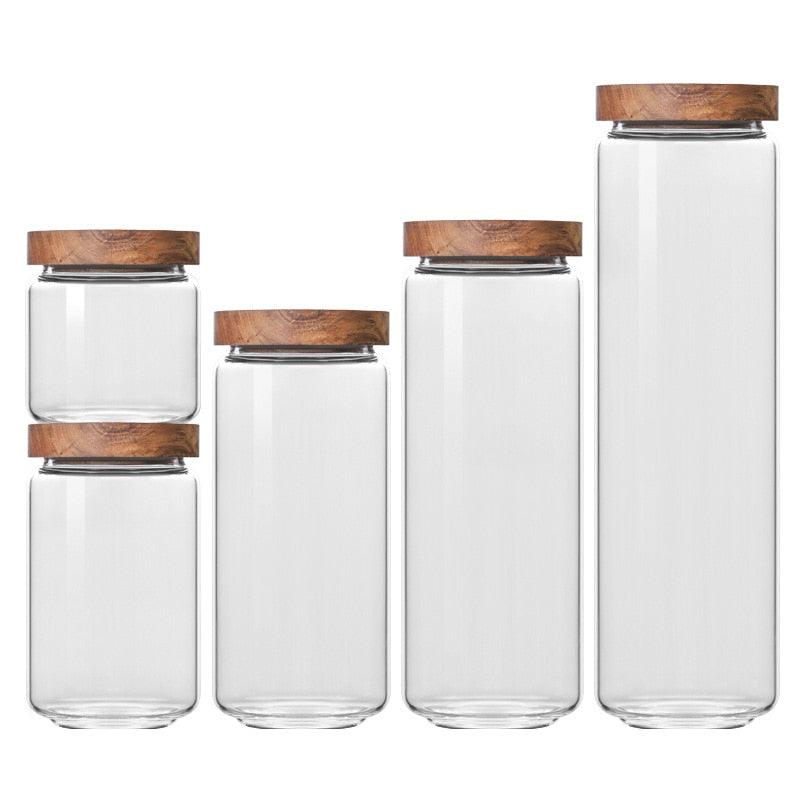 Glass Storage Jar with Bamboo Lid Storage bottles & Jars Decluttered Homes