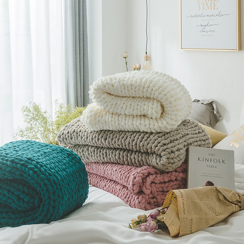 Textured Knitted Throw Blanket Textured Knitted Throw Blanket Decluttered Homes