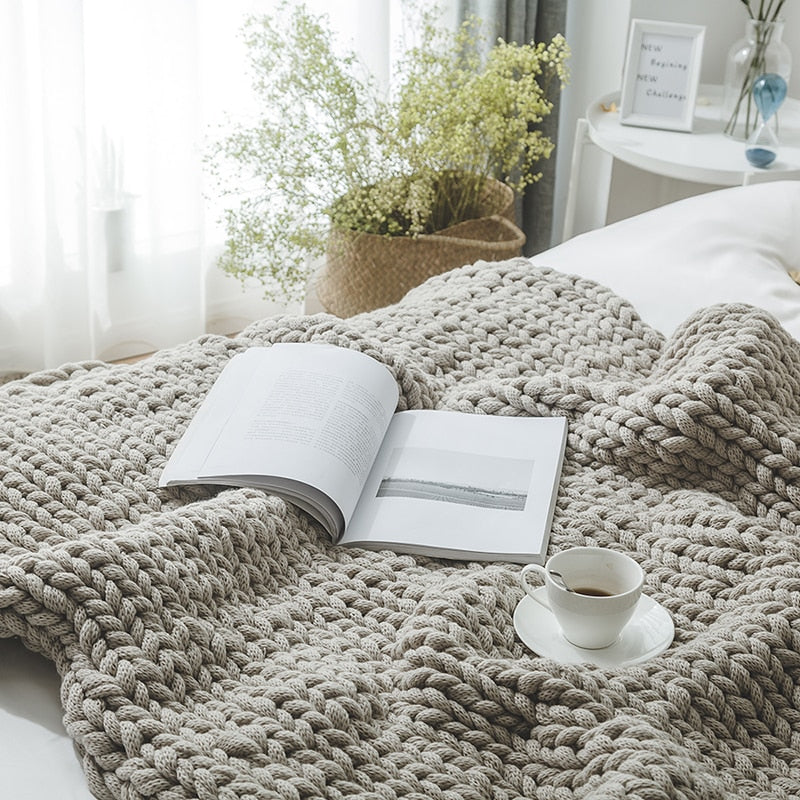 Textured Knitted Throw Blanket Textured Knitted Throw Blanket Decluttered Homes