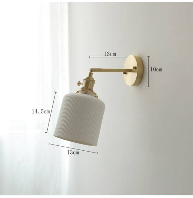 Japanese White Ceramic Wall Sconce with Pull Chain Switch Wall Sconce Decluttered Homes