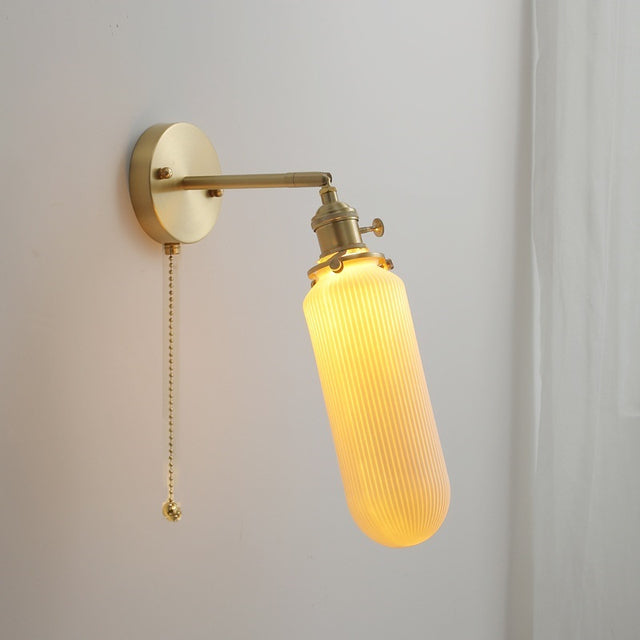 Japanese White Ceramic Wall Sconce with Pull Chain Switch Wall Sconce Decluttered Homes