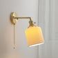 Japanese White Ceramic Wall Sconce with Pull Chain Switch Wall Sconce Decluttered Homes