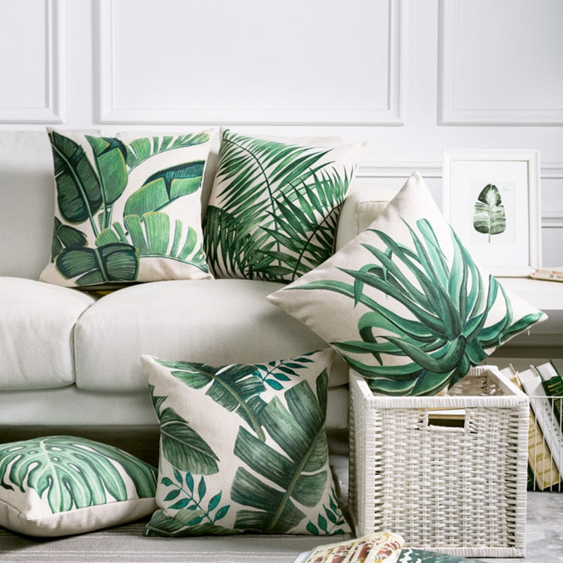 Tropical Leaves Pillow Covers Pillow Covers Decluttered Homes